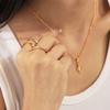 Colgante de ópalo con forma de estrella de cuatro hombres, estilo europeo y americano, cadena de clavícula de acero de titanio, anillo de conchas marinas, collar, anillo, traje de nicho