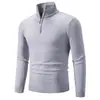 Amazon venta al por mayor transfronteriza otoño e invierno suéter para hombre suéter talla europea moda color liso suéter de media cremallera polo