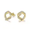 Brincos quadrados ocos cravejados de diamantes pequenos simples moda temperamento brincos pequenos frescos tendência brincos versáteis