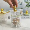Caixa de Armazenamento de Fio Dental de Alta Qualidade e Cotonetes de Maquiagem, Porta-Palitos de Dente de Luxo Leve, Recipiente de Vidro Criativo Personalizado de Alta Qualidade para Palitos de Dente Doméstico