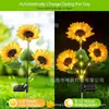 Linterna de girasol multi-cabeza solar transfronteriza más vendida, lámpara de suelo para paisaje exterior para decoración de patio, jardín e iluminación de césped