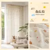 Cortinas de Gasa con Estampado de Calabaza para Habitación Infantil y Dormitorio, Filtrantes de Luz pero No Transparentes, Cortinas de Gasa de Lino con un Estilo Juguetón Color Crema, Mosquiteros Shaoxing Keqiao