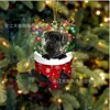 Pingente de Natal Personalizado Cachorrinho Acrílico Plano Pingente de Cachorro Joia Suprimentos para Festa de Ano Novo Pingente Decorativo