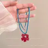 Collar de Perlas Rojas para Mujer, Atmósfera Retro, Cadena Versátil para Clavícula, Diseño de Nicho de Verano, Cadena de Cuello de Gama Alta