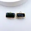 Pingente de diamante colorido de vidro com garras douradas que preservam a cor, retangular, com duas argolas, peça longa para brinco/colar DIY, conector de cristal