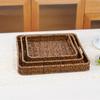 Cesta de Frutas de Mimbre Sintético Tejida a Mano Cesta de Almacenamiento de Snacks para Supermercado Caja para Frutas y Verduras Cesta de Pan Bandeja Rectangular