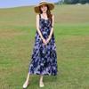 Vestido de Algodão Seda Suspensório de Alta Qualidade para Mulheres, Novo Verão Roupa Externa, Saia de Praia Estilo Jovem, Saia Longa Elegante Cobre Barriga