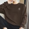 Camiseta masculina de manga comprida de algodão pesado 260g, gola redonda, moda, preta, base, camiseta de algodão, roupas de outono