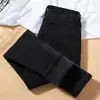 Jeans de cintura alta forrados de polar para mujer, otoño e invierno 2022, nueva ropa exterior, gruesos, cálidos, ajustados, pitillo, pantalones de polar
