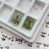 Serie Verde Amarillo de Fuegos Artificiales de Vidrio Checo Doméstico Placa Grabada Hoja Hecha a Mano Pintada con Oro Materiales y Accesorios para Pulsera DIY