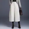 Pantalones Culotte de Pierna Ancha de Cachemira Oriental para Mujer Otoño/Invierno 2026 Nuevos de Cintura Alta Adelgazantes Cortos Elegantes para el Trabajo Casual de Moda