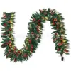 Zonghong Enfeite Pendente Decorativo de Natal em Rattan com Frutas Vermelhas e Pinhas 2,7 Metros Decorações de Natal em Rattan Material PVC