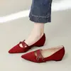 682-1 Ante Hebilla Versátil Tacón de Cuña Plano Bajo que Aumenta la Altura Zapatos de Salón Mary Jane Puntiagudos Retro para Mujer