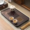 Juego de Té al por Mayor con Bandeja de Té con Agujero de Drenaje, Mesa de Té para el Hogar, Lujo Ligero, Sensación de Alta Gama, Portátil, Exquisita Bandeja de Té Pequeña