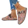 Sandalias de Talla Grande de Comercio Exterior Verano 2025 Nuevas Planas con Punta Estampada Sandalias de Estilo Étnico Bohemio para Mujer