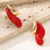 Pendientes de Acero Inoxidable Irregulares de Tres Gotas con Goteo de Aceite, Elegantes y a la Moda, Pendientes de Lujo Ligero que No se Desvanecen, Venta al por Mayor