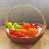 Cesta de Frutas de Mimbre Sintético, Cesta de Verduras, Cesta Reforzada para Recolección en Jardín, Cesta de Flores, Cesta Tejida de Plástico, Cesta para Exhibición, Cesta de Compras Portátil