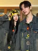 Chaqueta de Mezclilla Retro con Diseño Floral Tridimensional para Hombres y Mujeres 2025 Otoño Nueva Chaqueta Americana de Estilo Neutro Fresco y Tendencia