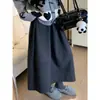 Saia de Lã Cinza Escuro com Botões Feminina Nova Plus Size Super Emagrecedora Cinza Saia Evasê Guarda-Chuva Super Linda de Inverno Meio-Comprida