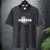 Fabricante Original Verano 2025 Hombres Estampado de Letras Holgada Manga Corta Media Manga Talla Grande Manga Corta Moderna Camiseta Cuello Redondo