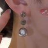 Pendientes de Nuevo Diseño Gris Diamante Perla Plata Aguja Microincrustación Nicho Clásico Versátil Vintage para Mujer G