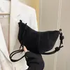 Bolso de mano de terciopelo de piel de ciervo para mujer, nuevo estilo 2026, bolso tipo empanada de nicho, retro y de alta gama, bolso de hombro, bolso de axila, bolso cruzado casual
