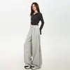 Calça Casual Versátil Simples Preta Estilo Coreano Txj para Mulheres Outono e Inverno 2025 Nova Calça Esportiva de Cintura Alta Slim Solta