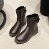 Botas de Invierno/Otoño para Mujer Tallas Grandes, Tacón Grueso, Nuevo Estilo 2026, Botas tipo Martin con Tacón Grueso, Botines, Botas de Cuero Versátiles para Mujer, Modernas y Elegantes