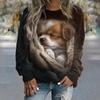 Comercio Exterior Transfronterizo Primavera 2024 Ropa de Mujer 3D Patrón Lindo de Animalitos Pequeños Sudadera de Cuello Redondo Fábrica de Origen Cabello Liso