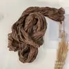 Otoño e Invierno 2023 nuevo retro artístico algodón y lino plisado fino versátil chal bufanda de flores pequeñas bufanda estilo japonés