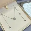 Collar de Cerámica Blanco y Negro Versión Alta V Dorada Cadena de Clavícula Pequeño Hombre Rojo Caridad Cadena Gruesa Chapada en Oro de 18K