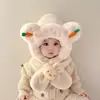 Conjunto de Gorro y Bufanda de Felpa Gruesa para Niños Otoño e Invierno, Gorro con Protección para el Cuello, Conjunto de Dos Piezas Cálido para Bebés con Astas para Niños y Niñas