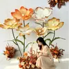 Flores de papel artesanais de outono, papoulas artificiais marrons gigantes, flores artificiais para decorações de casamento, enfeites para vitrines