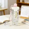 Taza de Plástico con Dibujos Animados Flotantes de Alta Apariencia, Taza de Agua de Plástico Portátil de Gran Capacidad Estilo Ins con Popote para Beber Directamente, Taza de Té al por Mayor