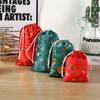 Bolsa de regalo navideña bronceada al por mayor en stock Bolsa de manzana de Nochebuena Bolsa de galletas de caramelo Bolsa de terciopelo Lisi con bisel