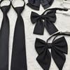 Corbata JK para uniforme de estudiante, mango largo, pluma, raíz, corbata, cuello negro, flor, uniforme académico para niñas, uniforme escolar, camisa, conjunto de lazo