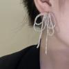 Pendientes de borla con lazo y cuentas de cristal súper suaves de hada S925 con nicho de aguja de plata, pendientes con personalidad que combinan con todo.