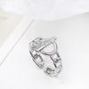 Anillo para mujer K blanco perla con microincrustaciones de circonita de viento frío, personalidad, moda, simple, apertura ajustable, anillo para dedo de comida de celebridad de internet, lote