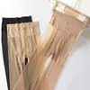 Meias calças de seda fiada no centro com entrepernas em T para mulheres, anti-puxões de verão, ultra finas, invisíveis, nas cores preta e nude, com ponta transparente