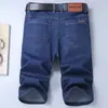 Shorts Jeans Finos de Verão Masculino Business Soltos Retos Casuais Elásticos Calças de Quarto Masculinas Calças de Montaria Respiráveis e Frescas