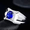 Anillo Tesoro Diamante Ovalado Color Zafiro Shake Voice Live Lujo Industria Pesada Diamante Completo Agresivo Micro Inserción Anillo Abierto