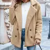 Nueva Chaqueta de Felpa con Botones de Piel para Mujer Otoño e Invierno Transfronteriza Europea y Americana Amazon Cuello Solapa Suéter Holgado de Terciopelo