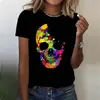 Venta Directa de Fábrica Camiseta de Cuello Redondo para Mujer Gatito Lindo Impresión 3D Holgada de Verano Manga Corta Abastecimiento de Comercio Exterior Transfronterizo