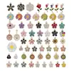 60 Dijes Mixtos para Joyería DIY de Flor de Aleación Esmaltada, Aretes de Perla de Cinco Pétalos de Flor de Cerezo, Accesorios para Orejas, Colgantes para Collares