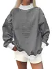 2026 Ropa Europea y Americana Transfronteriza para Mujer Amazon Otoño Nueva Moda Casual Rayas Manga Larga Sudadera con Capucha Holgada