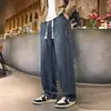 Colección nueva otoño/invierno transfronteriza: Pantalones vaqueros de estilo americano, modernos, de corte holgado, versátiles, de pierna recta, de pierna ancha, forrados de felpa para hombre, pantalones casuales elásticos