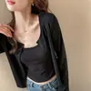 2026 Outono Inicial Novo Estilo Casaco Xale Roupa Exterior Gola Redonda Manga Longa Proteção Solar Cardigan Top Fino Jaqueta Curta Fashionável Versátil