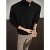 Suéter de cuello medio para hombre con cremallera, chaqueta de punto holgada estilo coreano de invierno, moda casual juvenil para hombre con cuello alto moderno