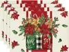 Manteles navideños transfronterizos 4 juegos de platos de cena tazas con tapetes termoaislantes Manteles decorativos para la atmósfera de las fiestas navideñas