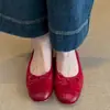 Zapatos planos bajos estilo francés para mujer, adecuados para ir al trabajo y la oficina, zapatillas tipo ballet de cuero suave enrollables, zapatos de talla grande para mujer, zapatos náuticos negros de suela blanda
